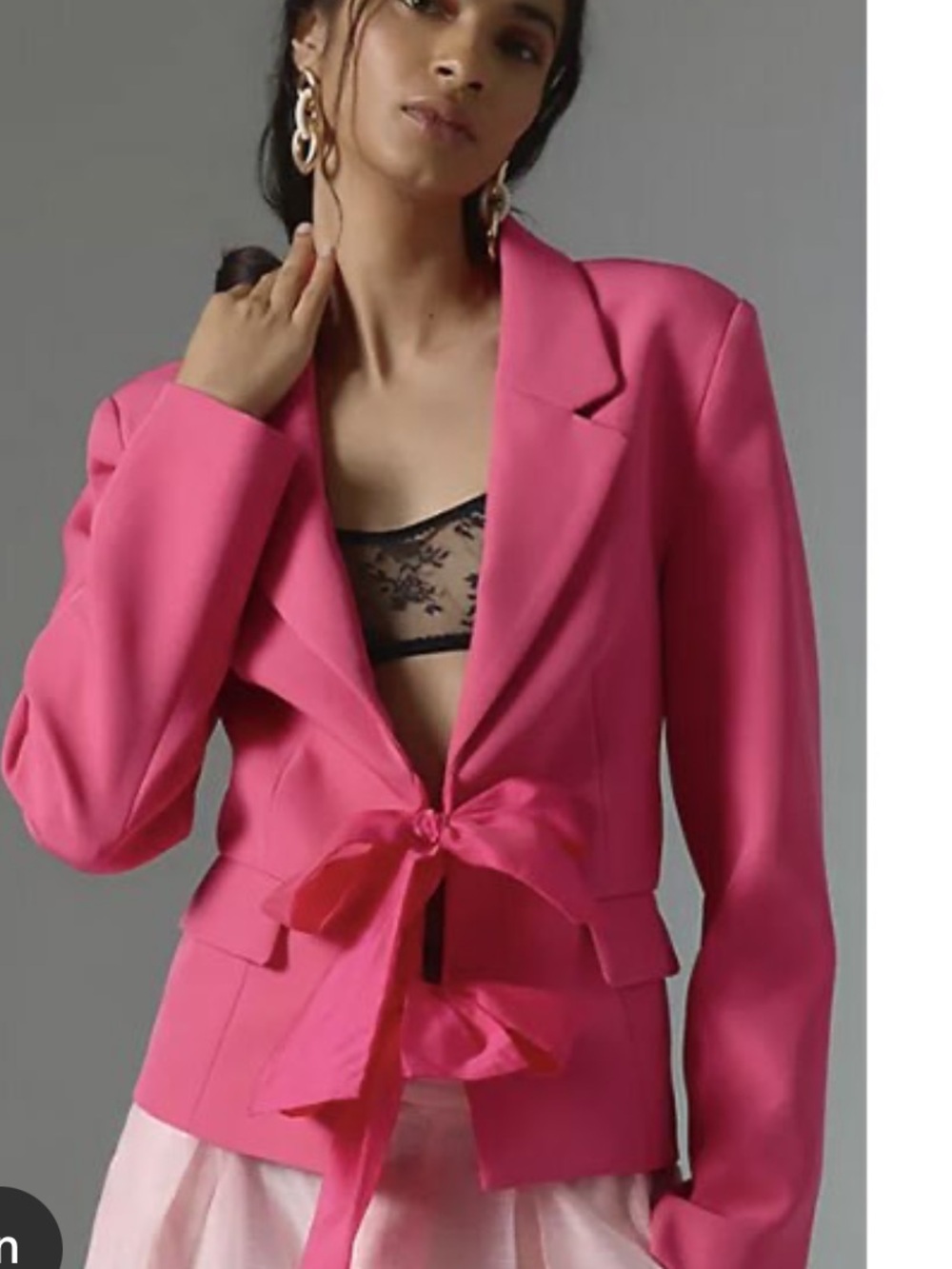 Anthropologie Maeve Cropped Pink Bow Blazer